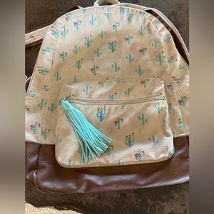 Cactus Backpack with turquoise tassel